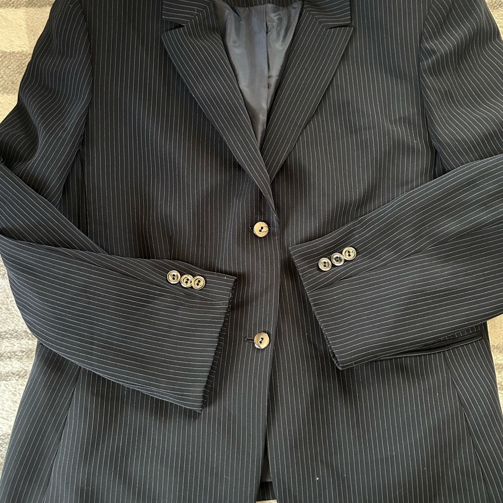 Tahari Black Pinstripe Blazer